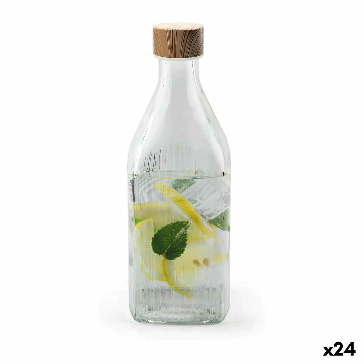 Glass Bottle La Mediterránea Metal Glass 1 L (24 Units) 1