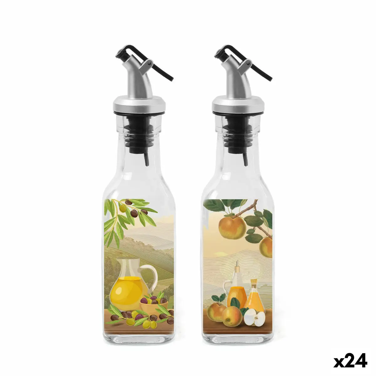 Condiment Set Anna Transparent Silver Glass Abs 170 Ml 5 X 5 X 20 Cm 2 Pieces (24 Units) 1