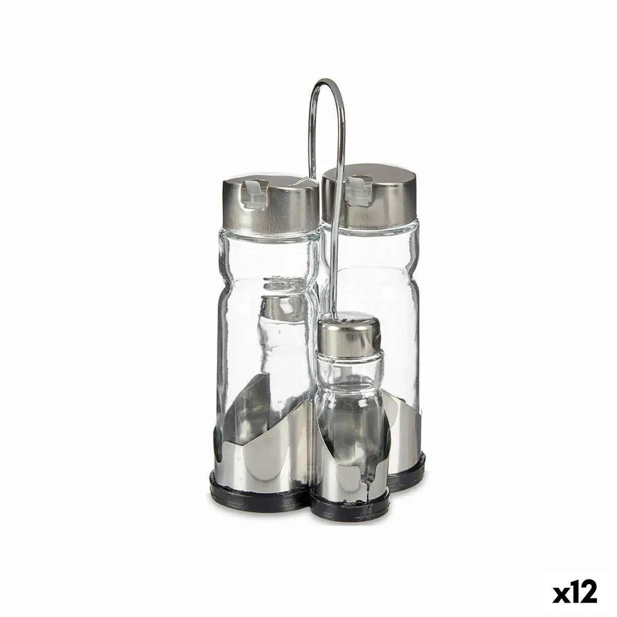 Condiment Set Anna Transparent Silver 10 X 10 X 21 Cm (12 Units) 1