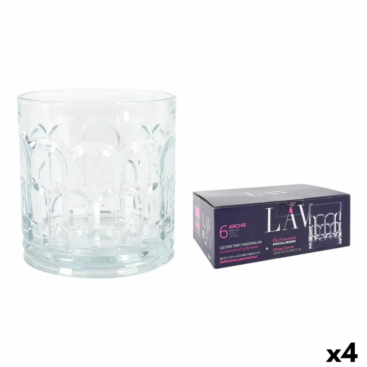 Set Of Glasses Lav Archie 0,37 L 6 Pieces (4 Units) 1