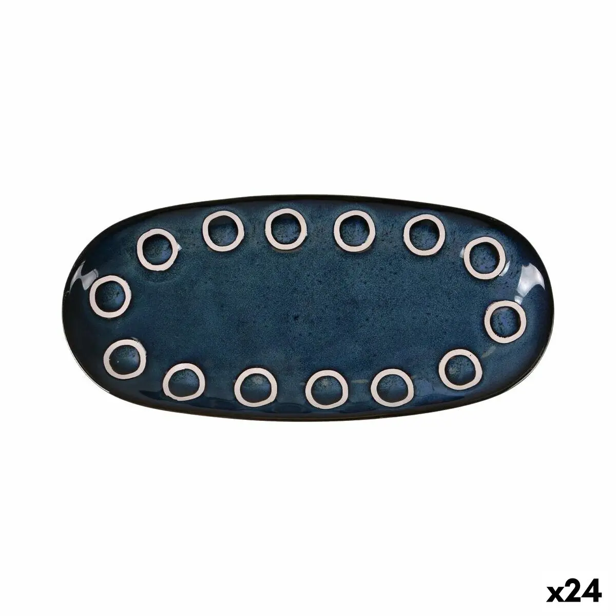 Serving Platter La Mediterránea Almudena Blue Oval 25 X 12 X 2,2 Cm (24 Units) 1