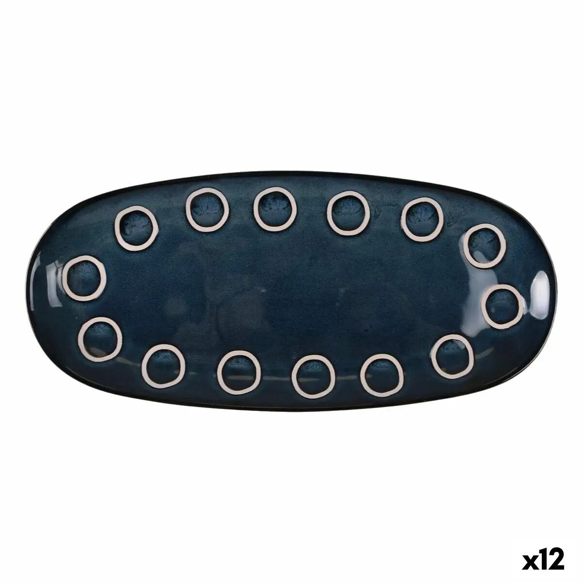 Serving Platter La Mediterránea Almudena Blue Oval 33 X 14,8 X 2,7 Cm (12 Units) 1