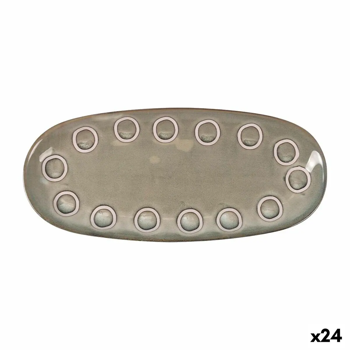 Serving Platter La Mediterránea Almudena Grey Oval 29 X 13,5 X 2,4 Cm (24 Units) 1
