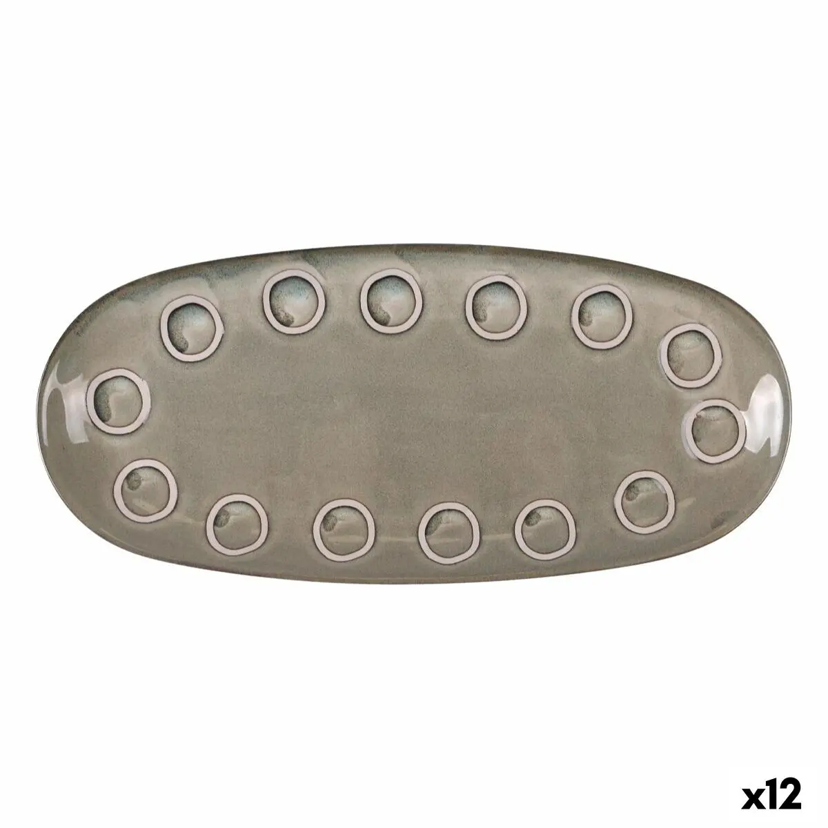 Serving Platter La Mediterránea Almudena Grey Oval 33 X 14,8 X 2,7 Cm (12 Units) 1