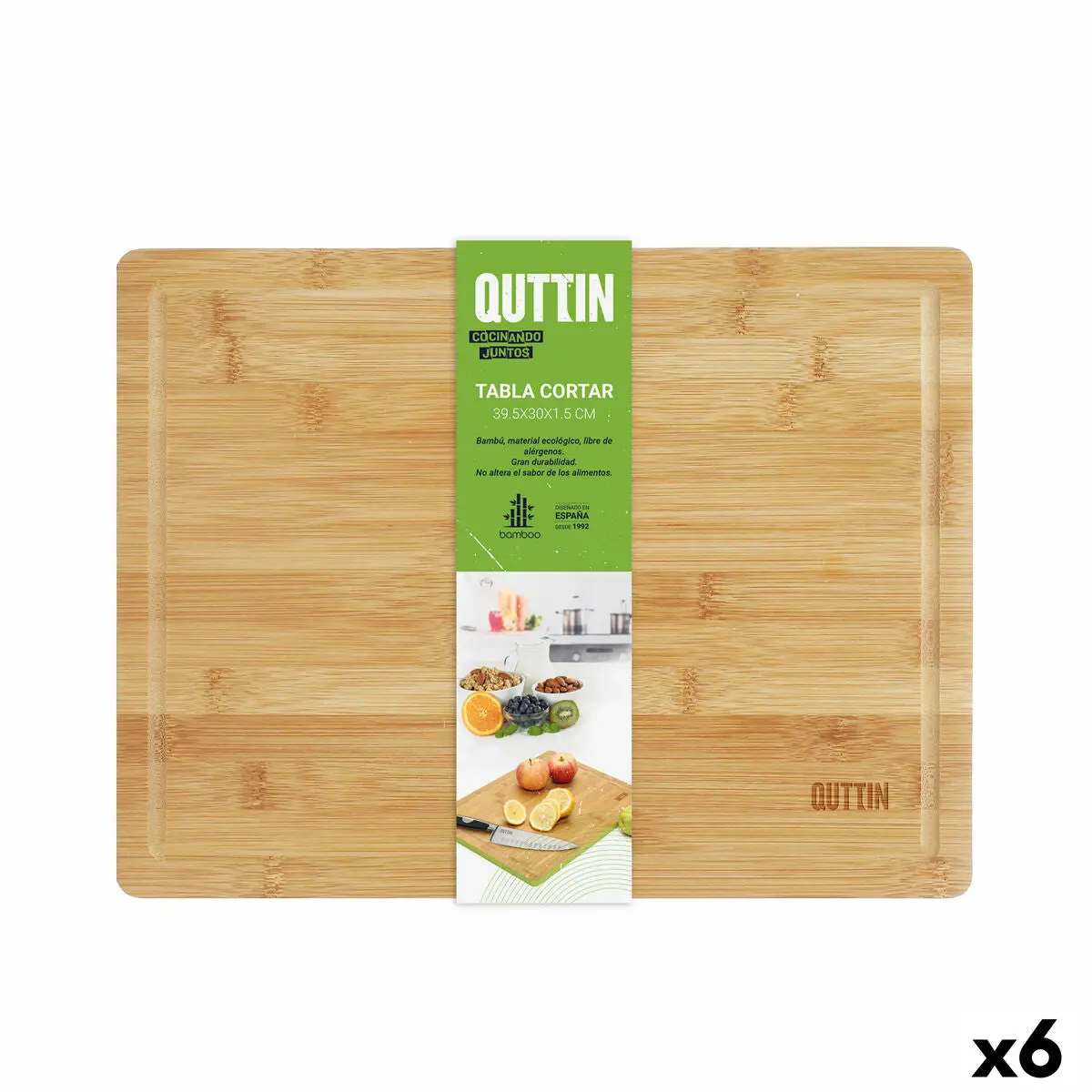 Cutting Board Quttin 39,5 X 30 X 1,5 Cm (6 Units) 1