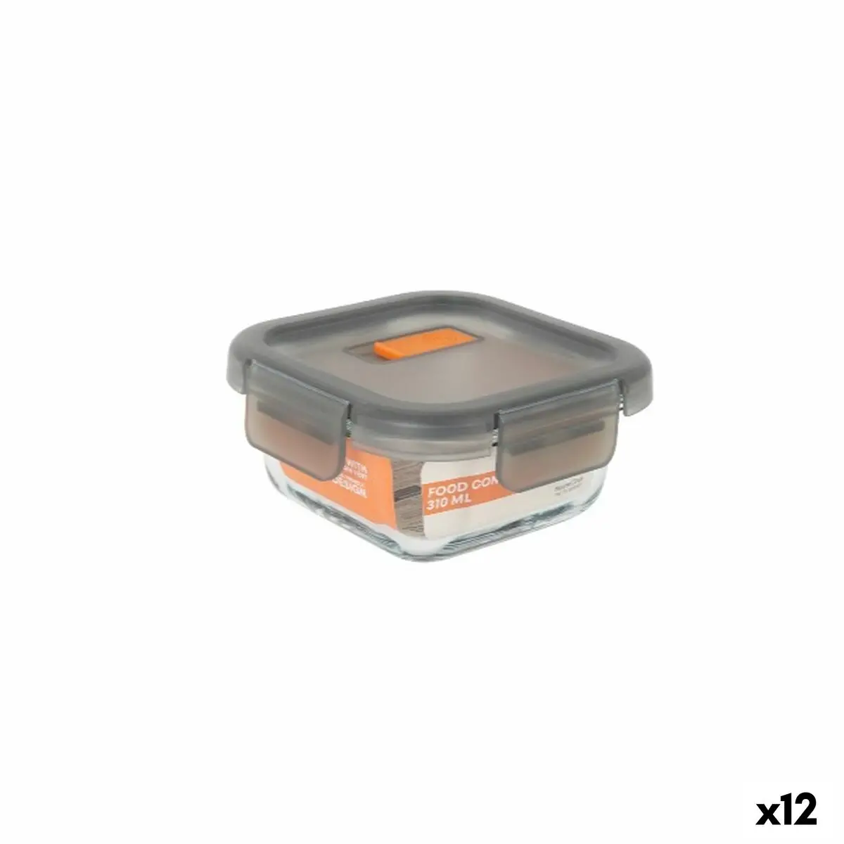 Hermetic Lunch Box Masterchef Grey Transparent Squared 310 Ml (12 Units) 1