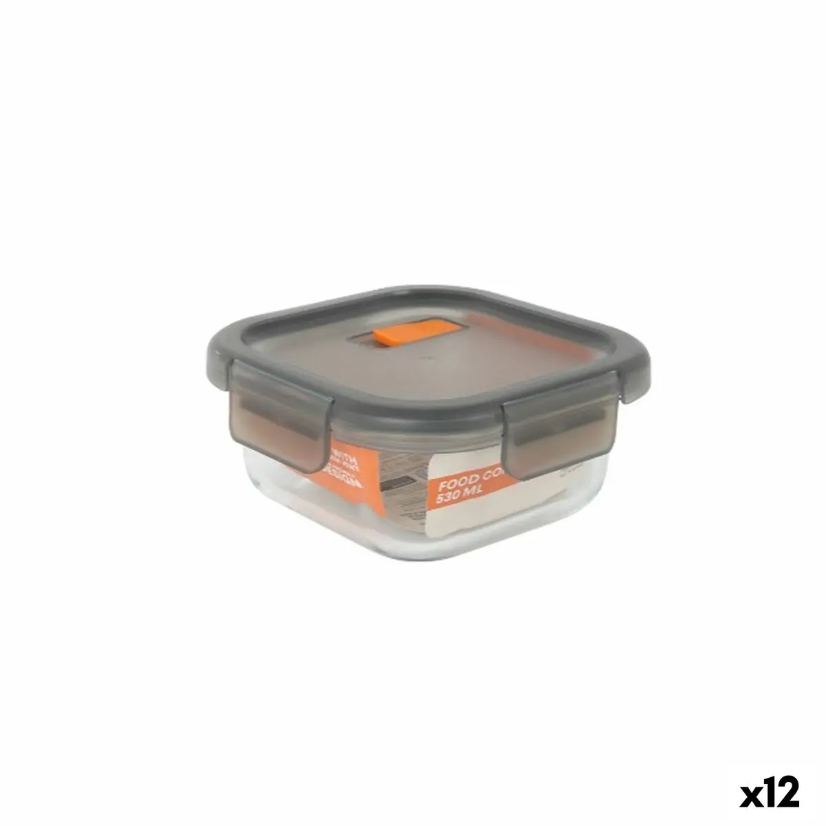 Hermetic Lunch Box Masterchef Grey Transparent Squared 530 Ml (12 Units) 1