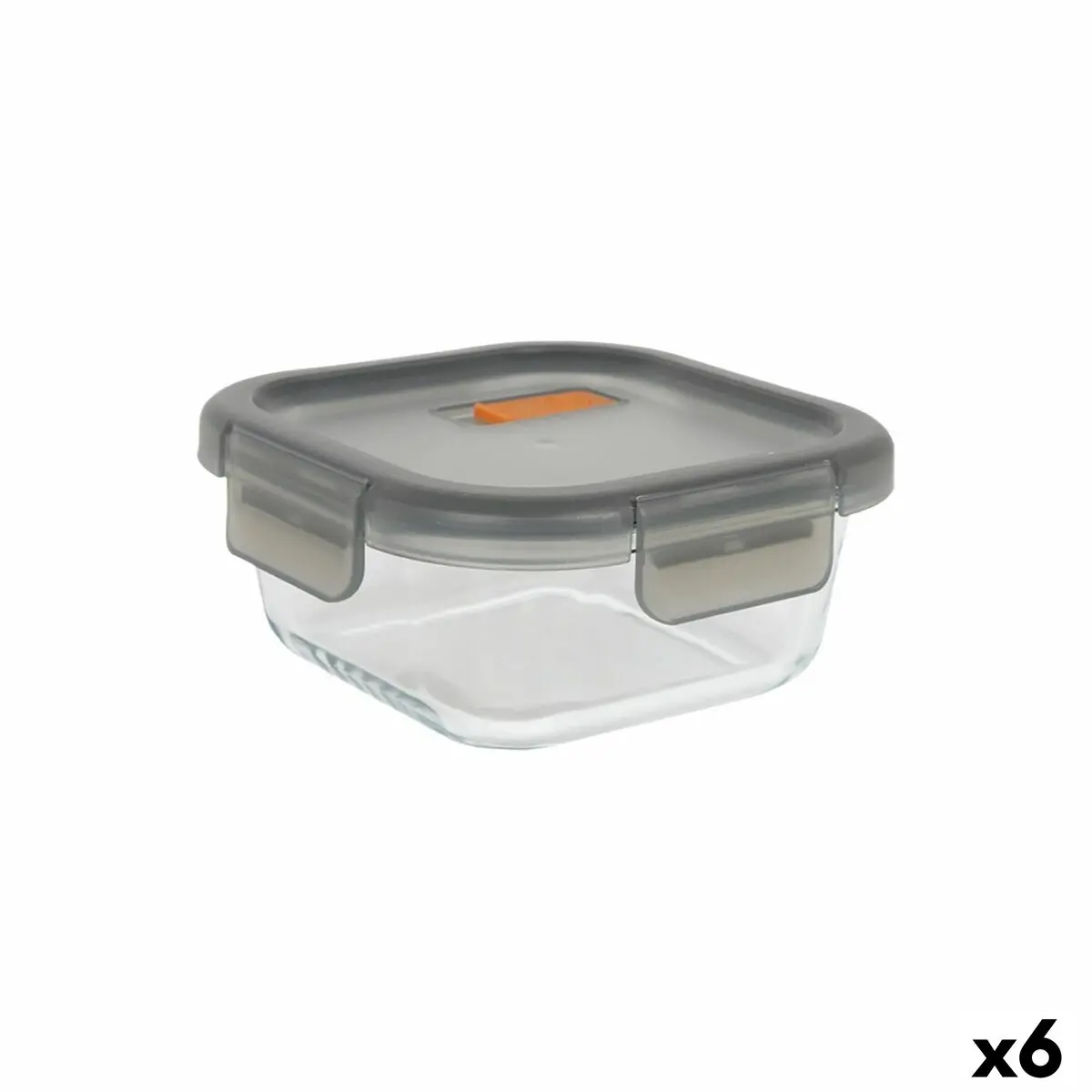 Hermetic Lunch Box Masterchef Grey Transparent Squared 1,1 L (6 Units) 1