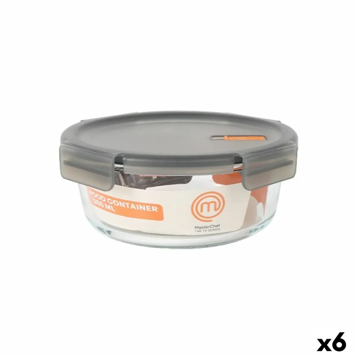 Hermetic Lunch Box Masterchef Grey Transparent Circular 1,3 L (6 Units) 1