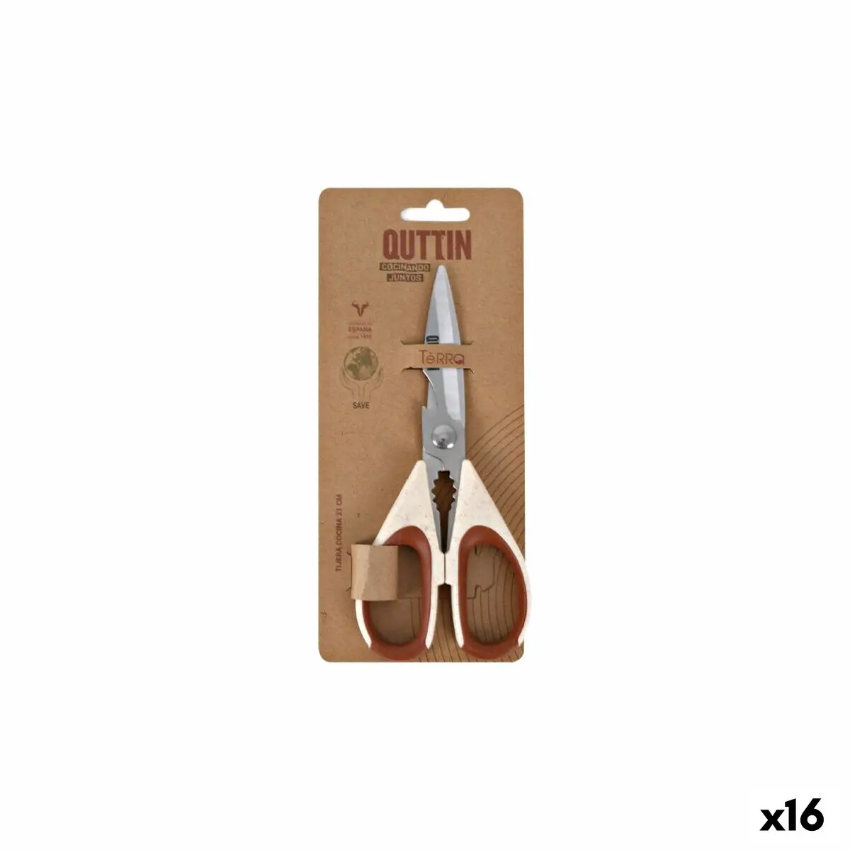Kitchen Scissors Quttin Terra 21 Cm 2,5 Mm (16 Units) 1