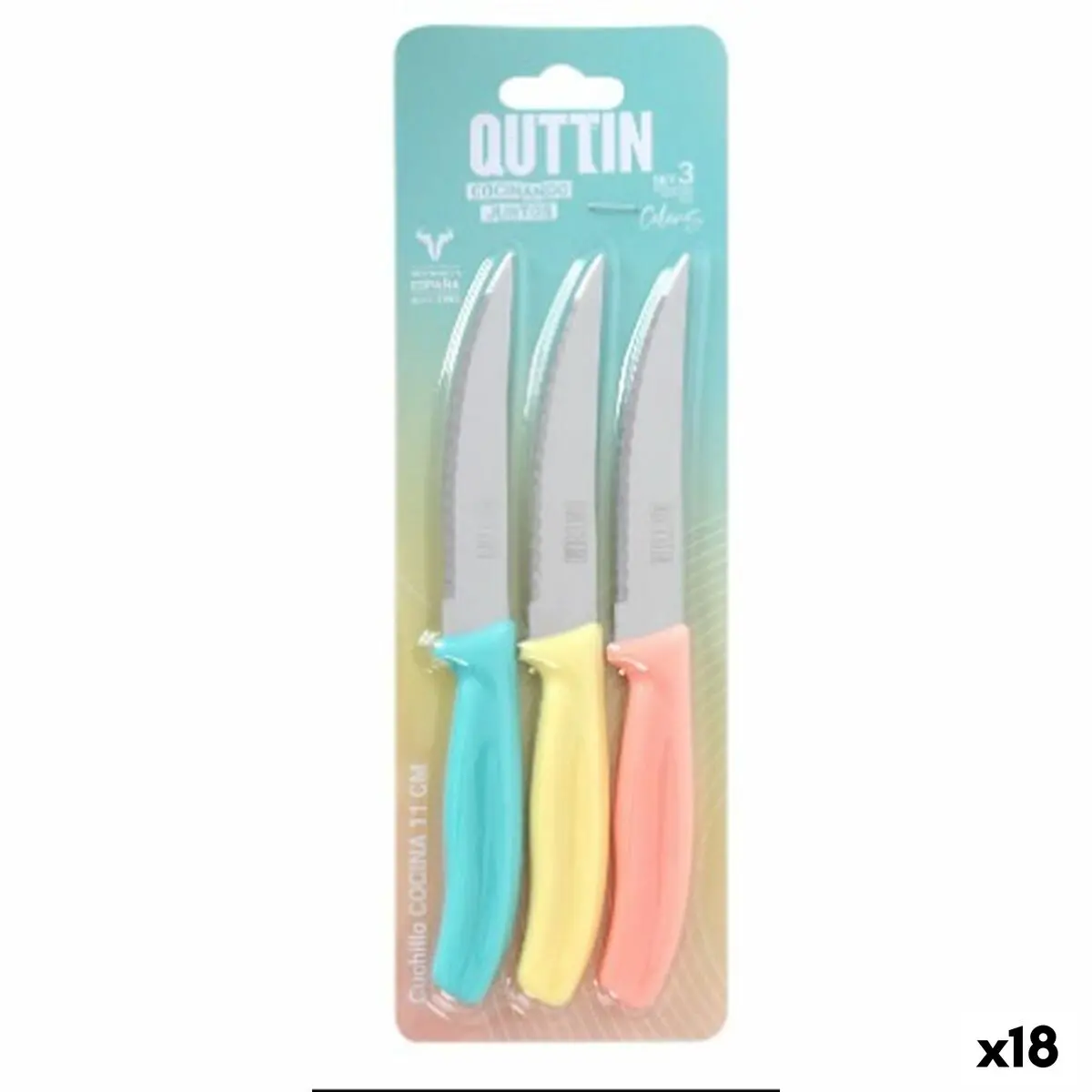 Kitchen Knife Quttin Basic 11 Cm 3 Pieces (18 Units) 1