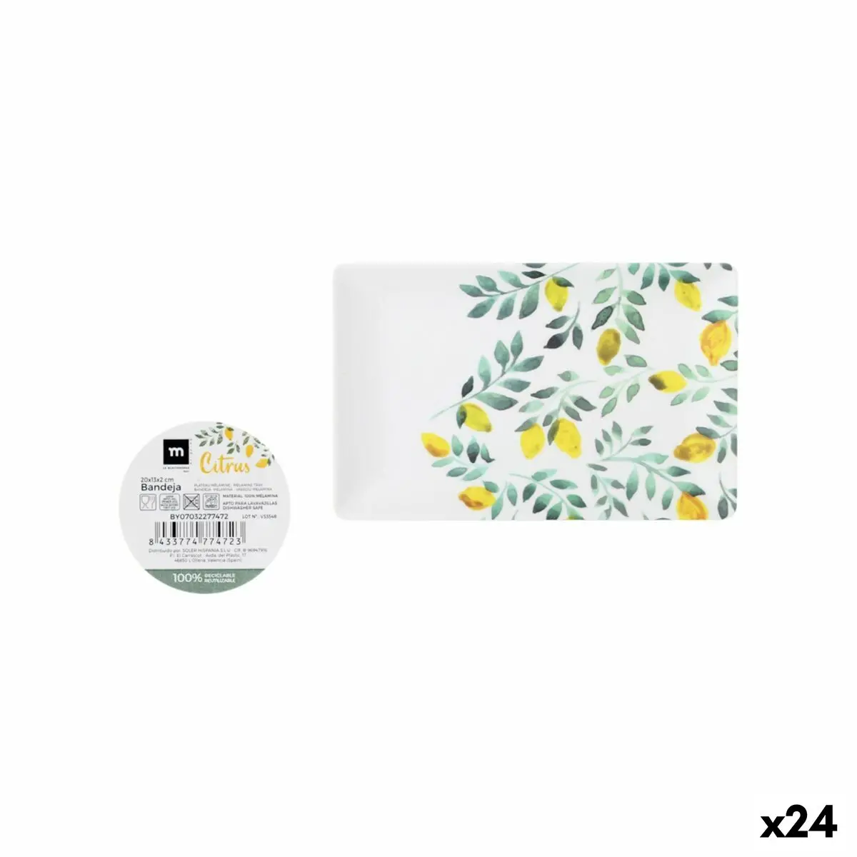 Snack Tray La Mediterránea Lemon 20 X 13 X 2 Cm (24 Units) 1