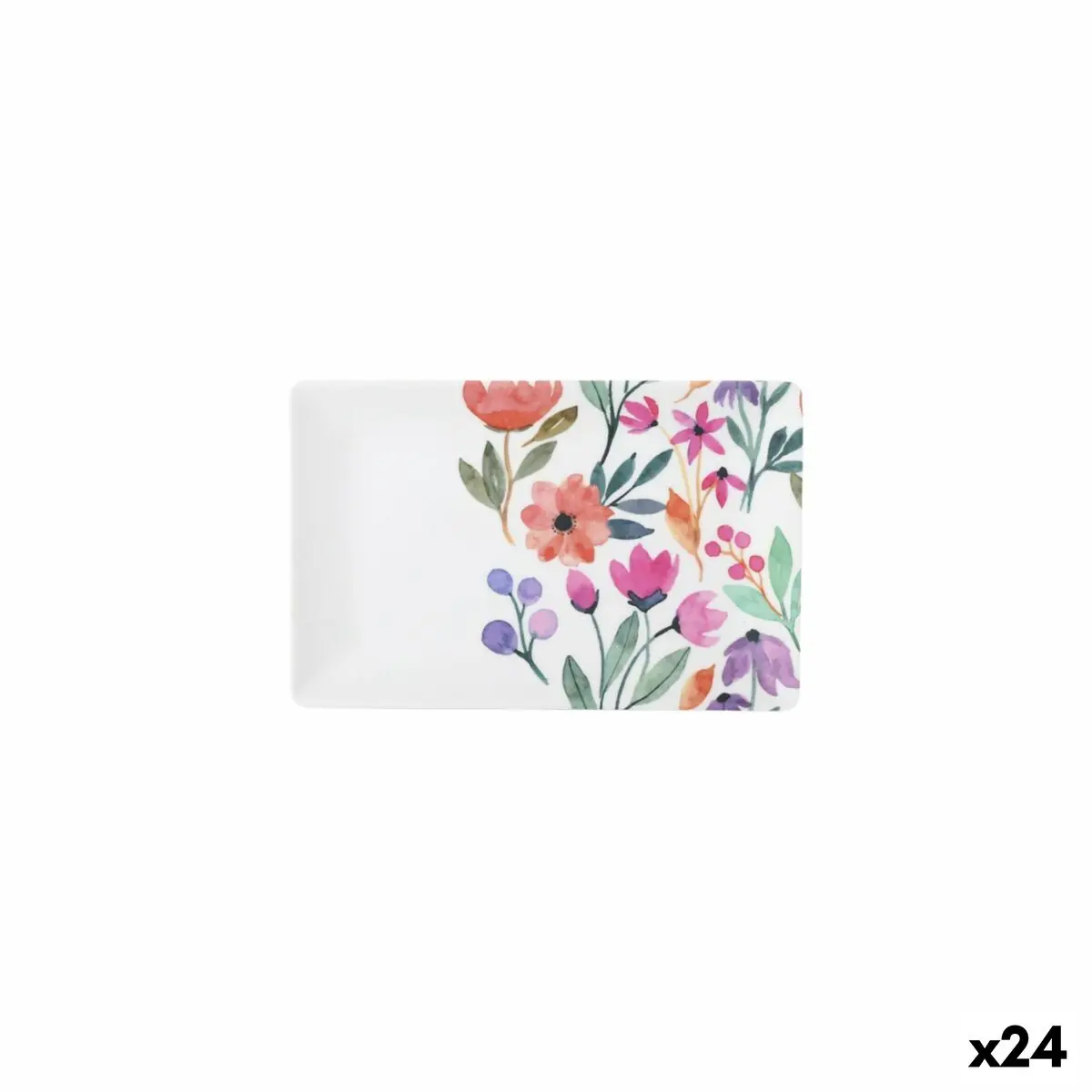 Snack Tray La Mediterránea Flowers 20 X 13 X 2 Cm (24 Units) 1