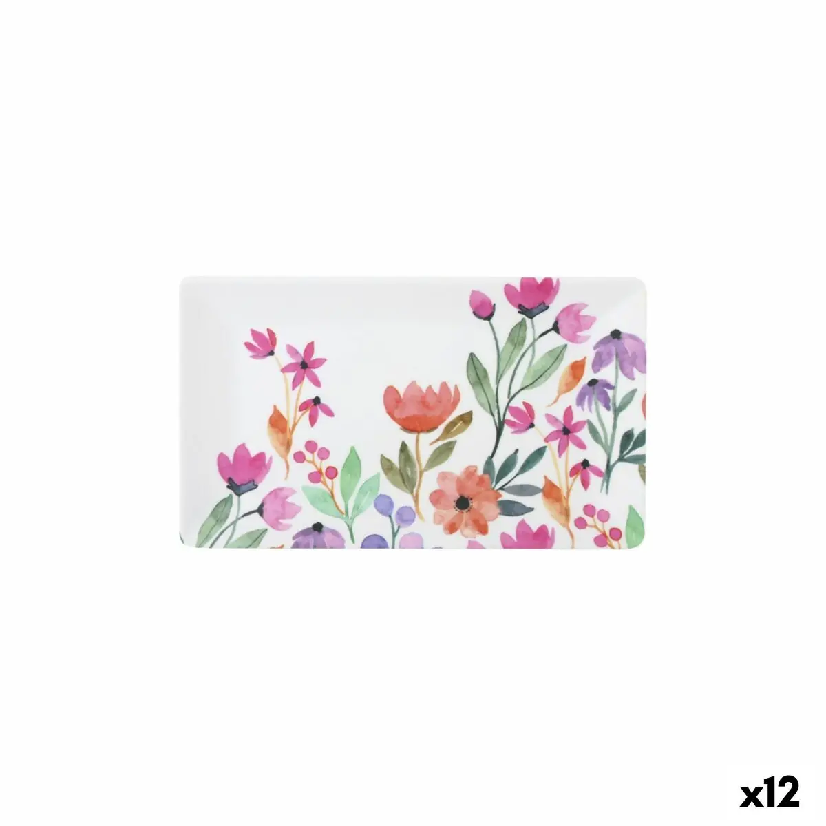 Snack Tray La Mediterránea Flowers 25 X 15 X 2 Cm (12 Units) 1