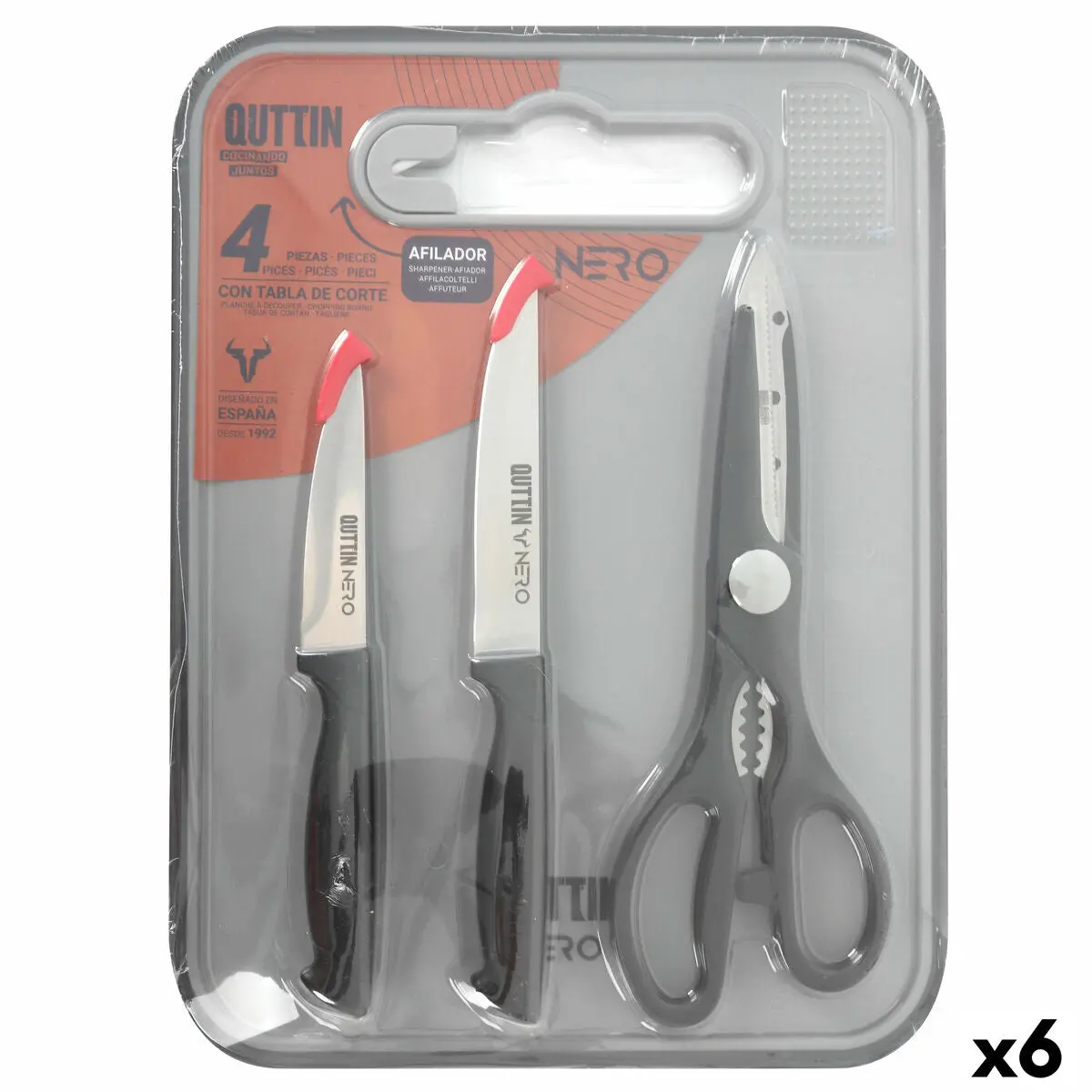 Knife Set Quttin Nero 4 Pieces (6 Units) 1