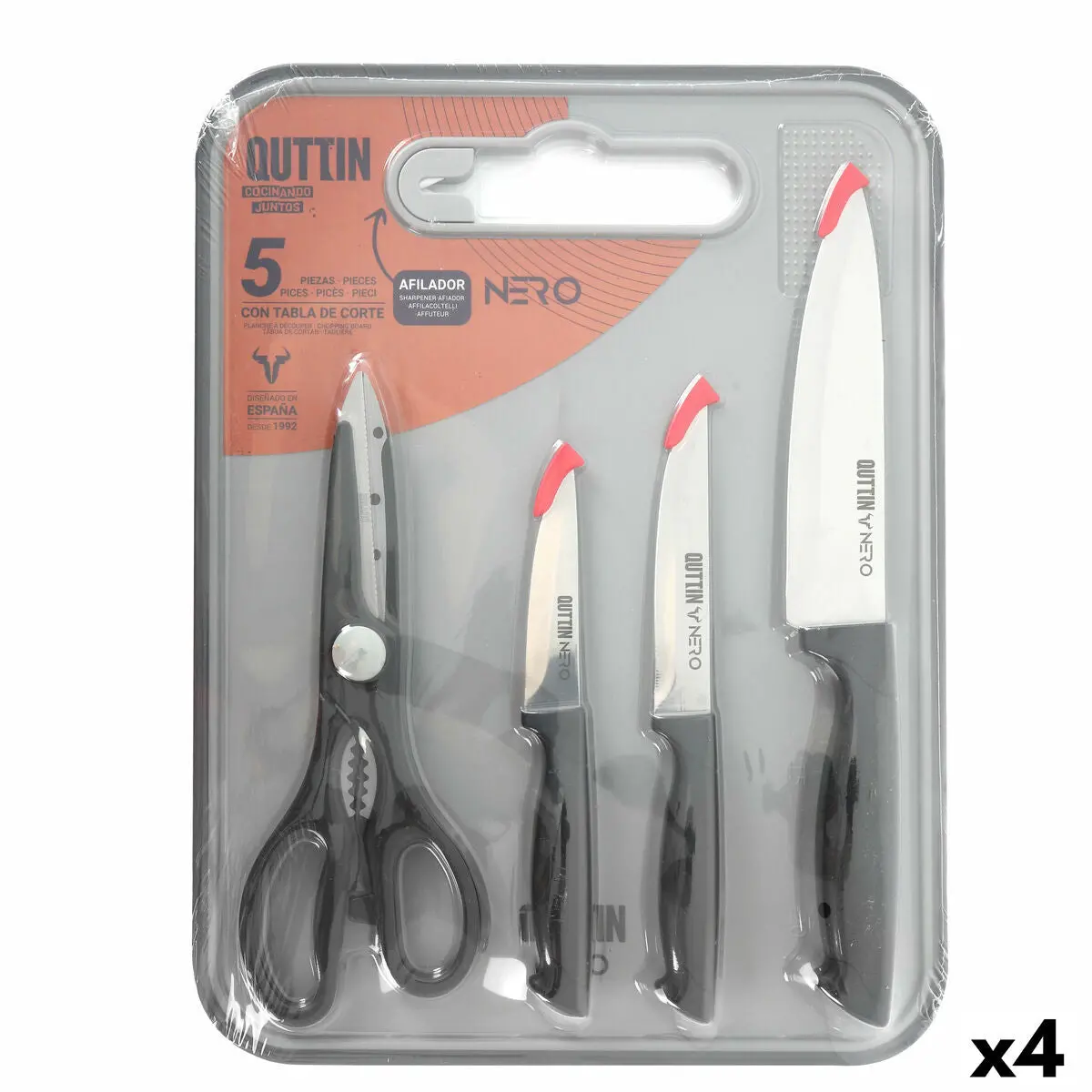 Knife Set Quttin Nero 5 Pieces (4 Units) 1