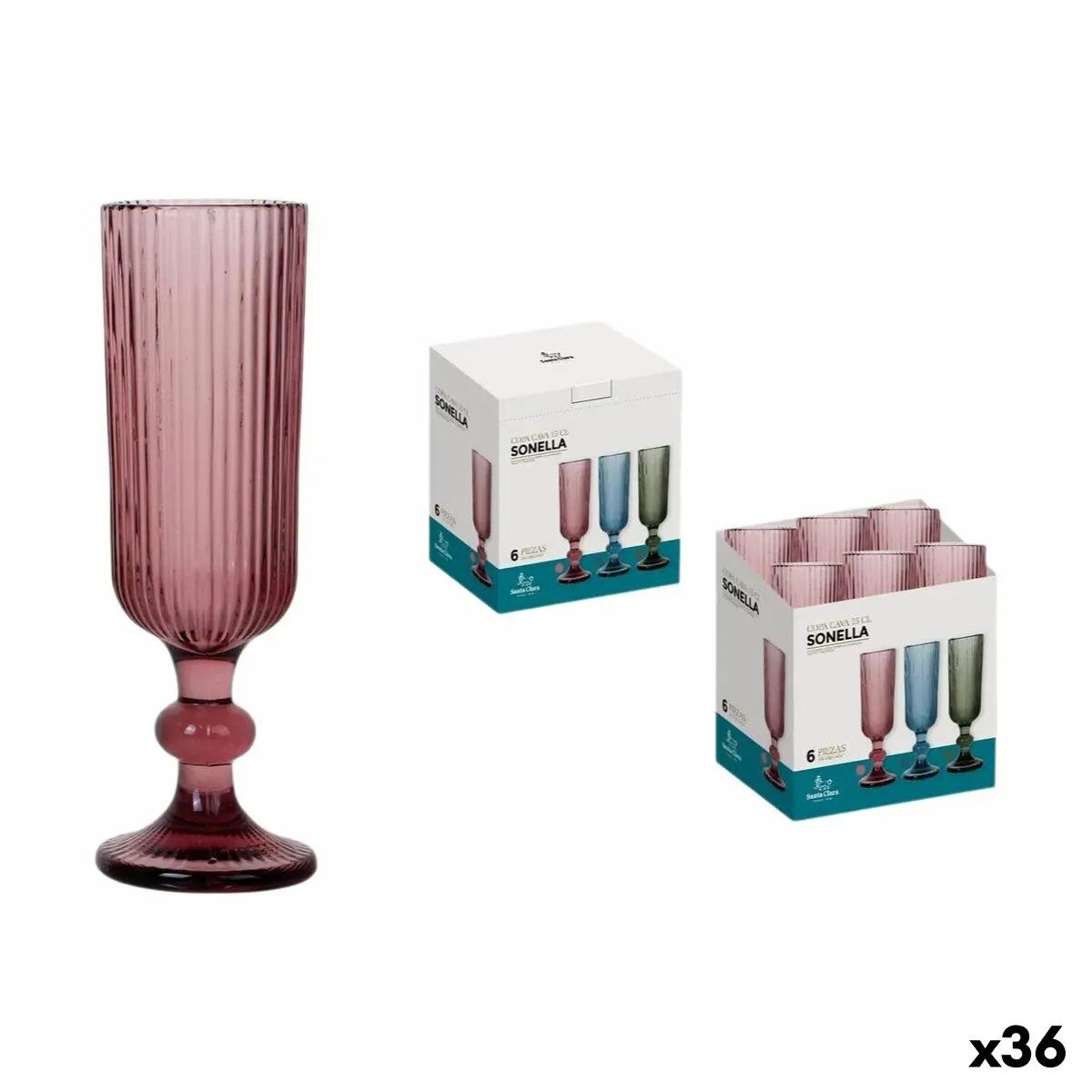 Champagne Glass Santa Clara Sonella Purple (36 Units) 1