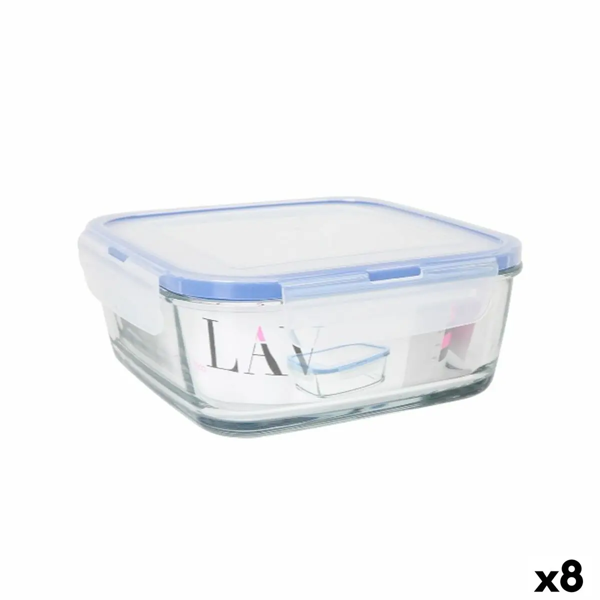 Hermetic Lunch Box Lav Blue Transparent 1,15 L (8 Units) 1