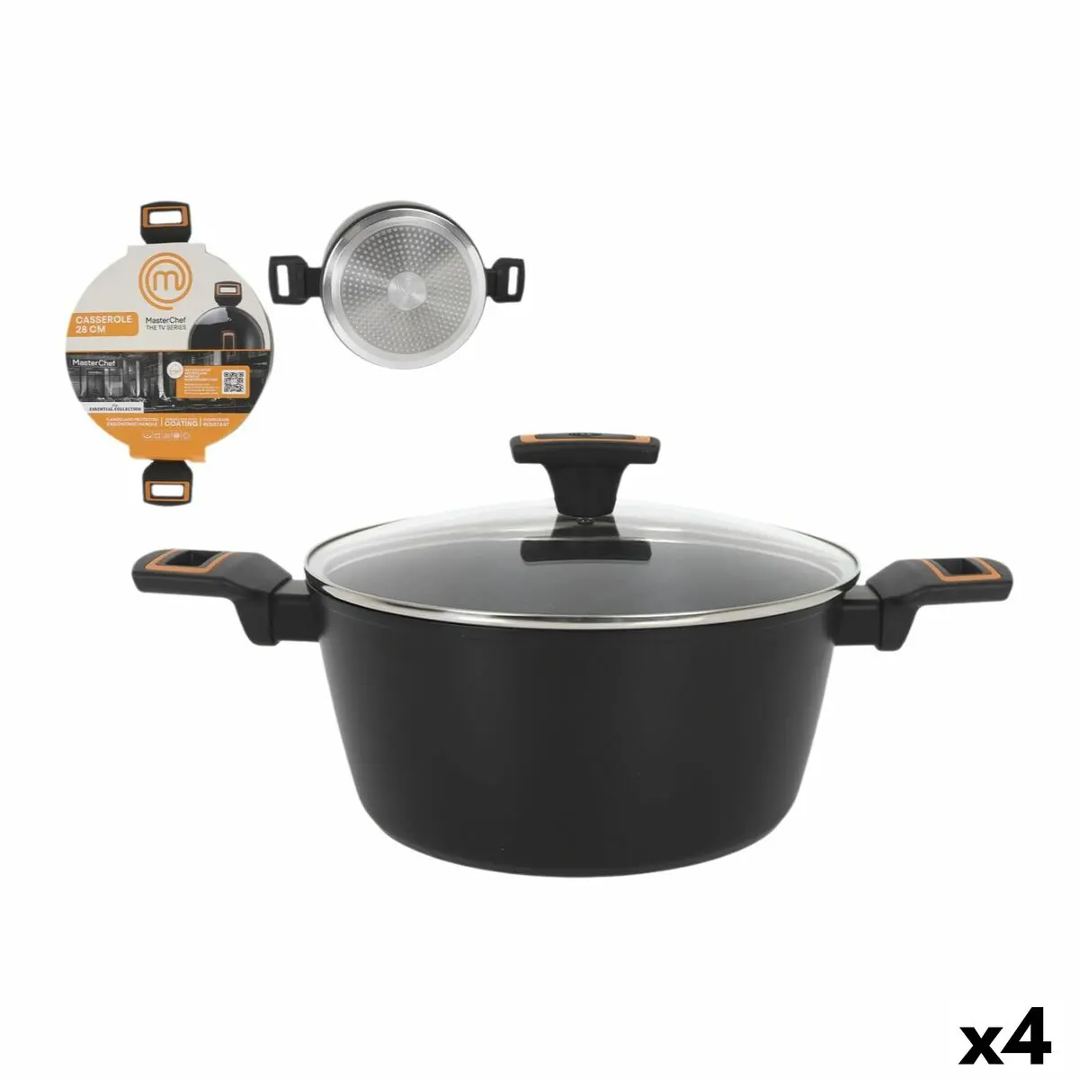 Casserole With Lid Masterchef 28 Cm 2,5 Mm (4 Units) 1