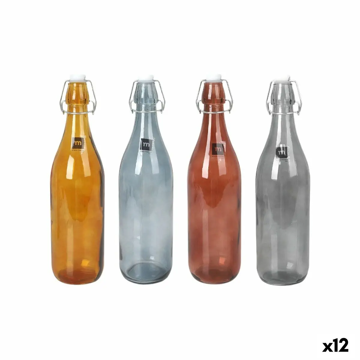 Glass Bottle La Mediterránea Dark Goethe 1 L (12 Units) 1