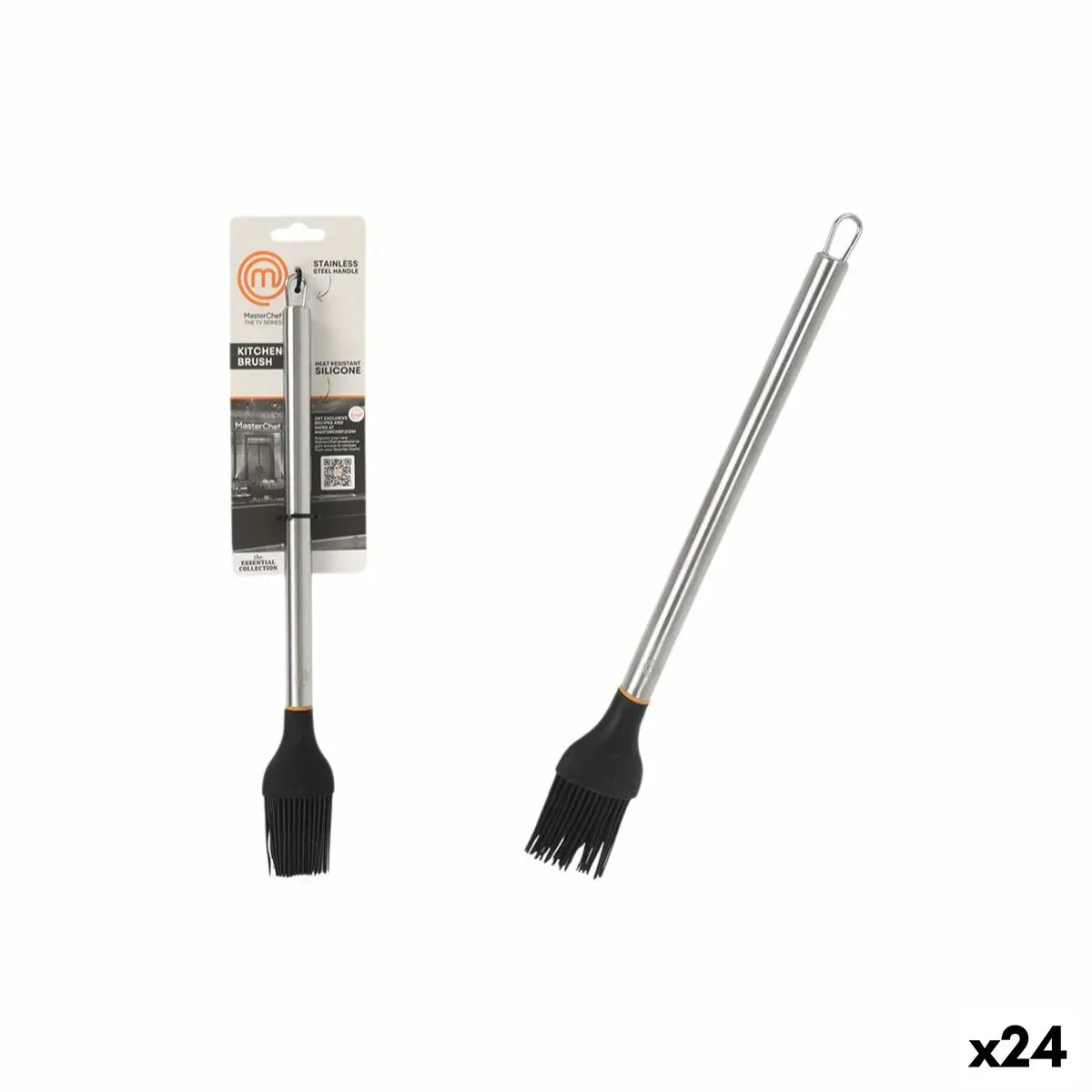Kitchen Brush Masterchef Silicone Stainless Steel 31 Cm (24 Units) 1