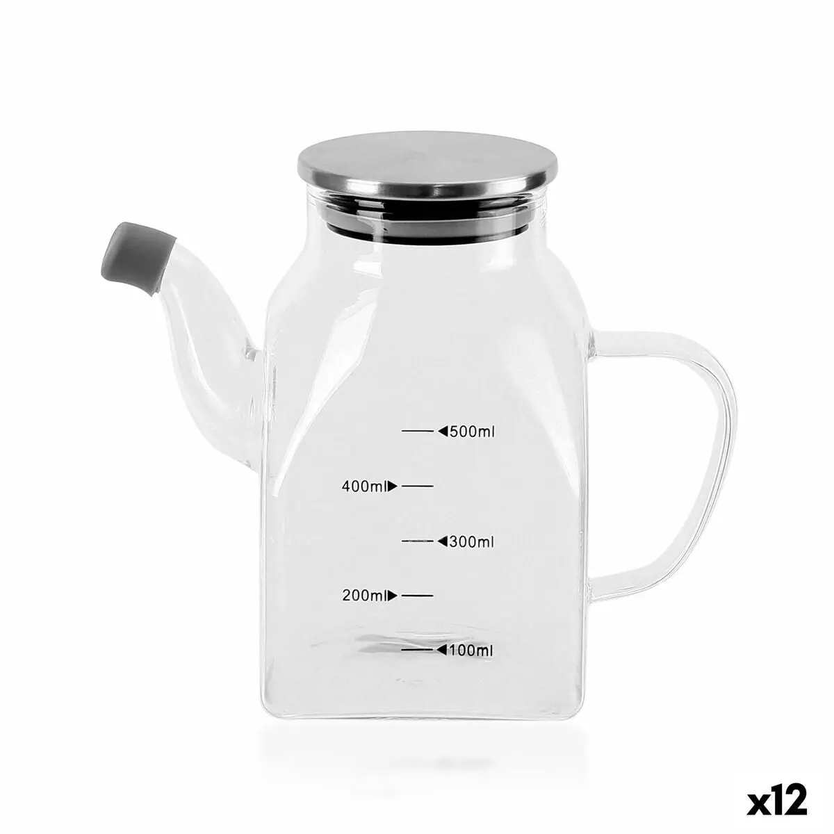 Cruet La Mediterránea Transparent Silver Metal Borosilicate Glass 0,5 L (12 Units) 1