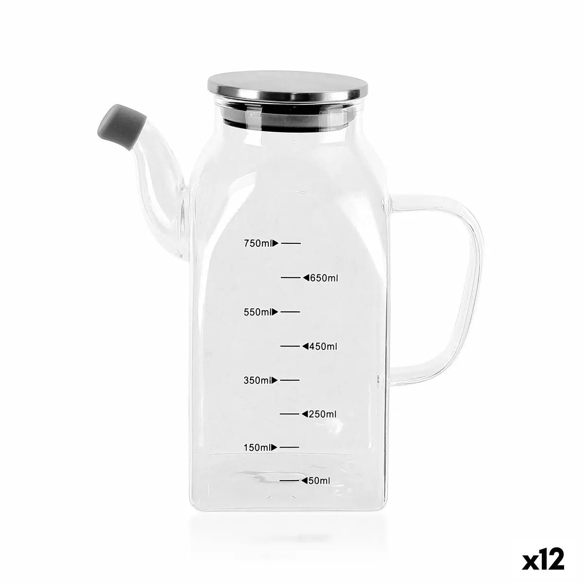 Cruet La Mediterránea Transparent Silver Metal Borosilicate Glass 0,75 L (12 Units) 1