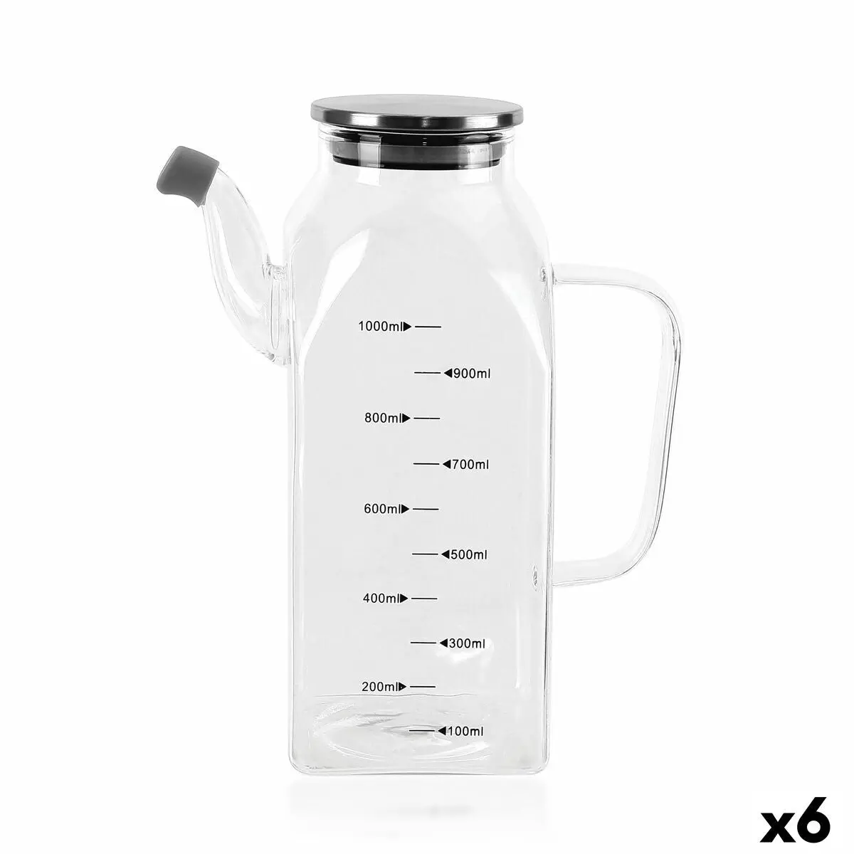 Cruet La Mediterránea Transparent Silver Metal Borosilicate Glass 1 L (6 Units) 1