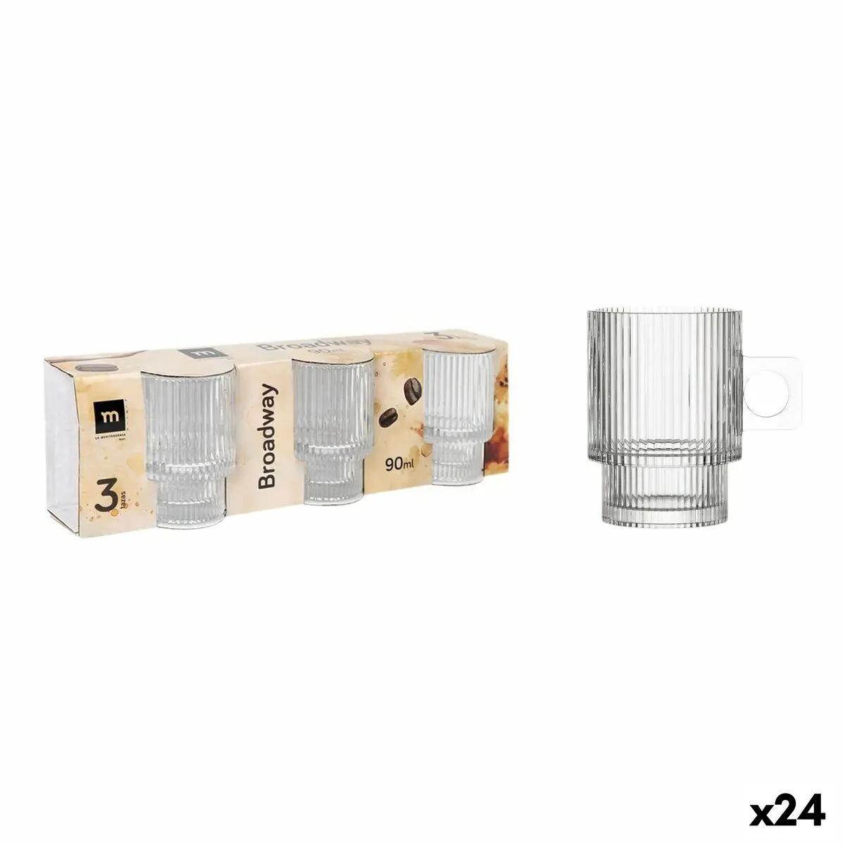 Piece Coffee Cup Set La Mediterránea Broadway 3 Pieces (24 Units) 1