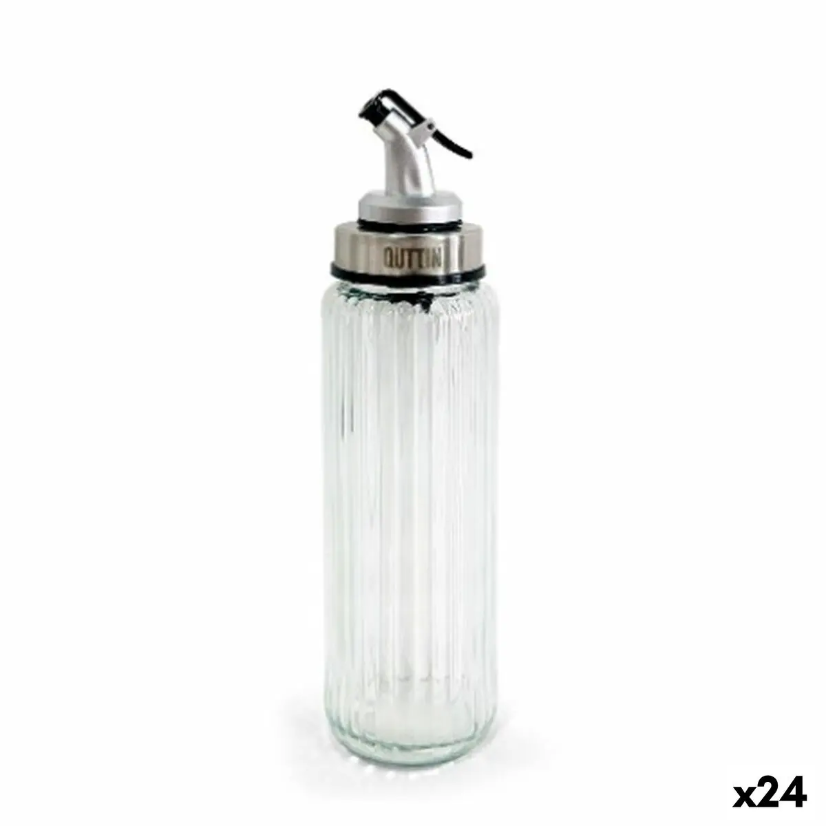 Cruet Quttin Ottico Transparent Silver Glass 0,5 L 6 X 6 X 30,5 Cm (24 Units) 1