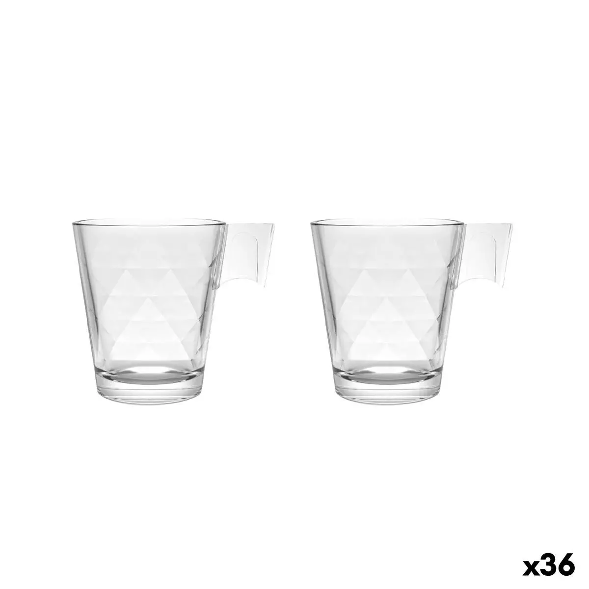 Piece Coffee Cup Set La Mediterránea Napoli Diamond Transparent Glass 210 Ml 2 Pieces (36 Units) 1