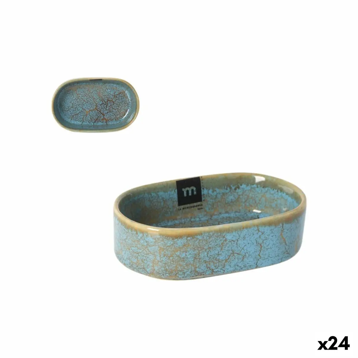 Serving Platter La Mediterránea Scratch Blue 13 X 8 X 4 Cm (24 Units) 1
