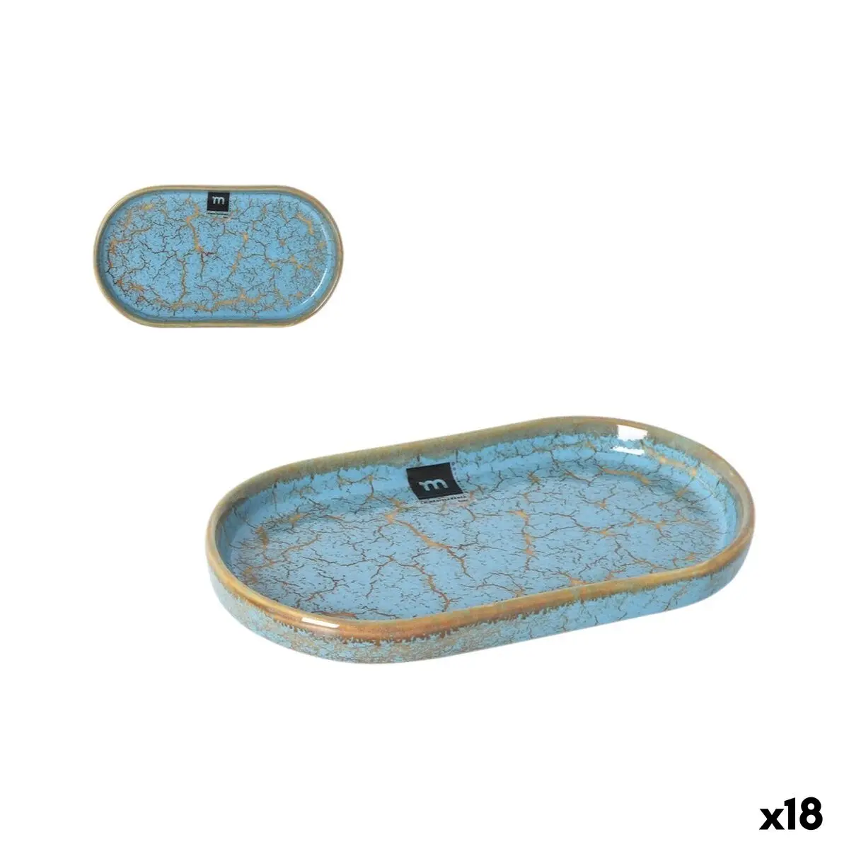 Serving Platter La Mediterránea Scratch  Blue Porcelain Oval 20,6 X 11,7 X 2,3 Cm (18 Units) 1