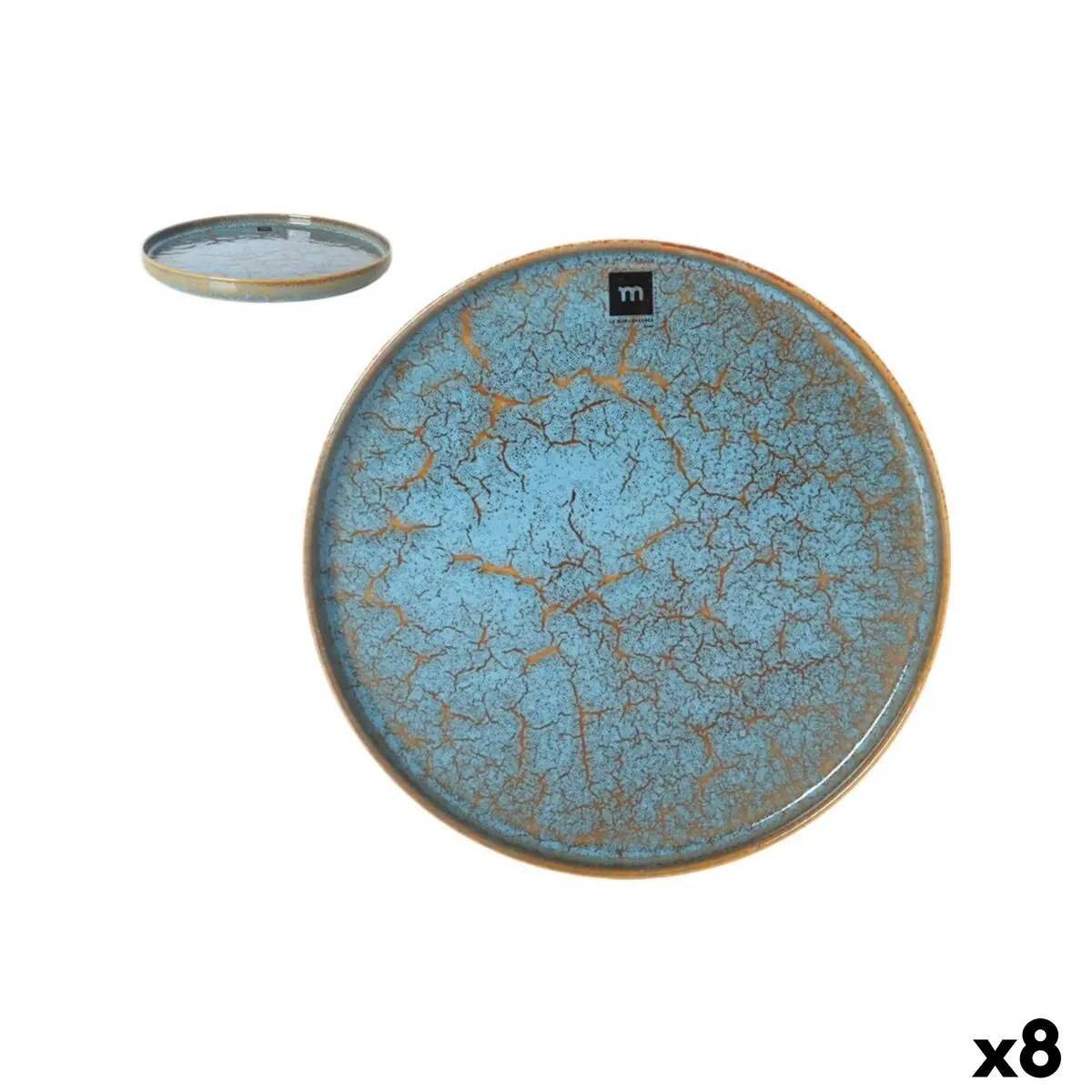 Serving Platter La Mediterránea Scratch Blue Porcelain Circular 26,5 X 2,6 Cm (8 Units) 1