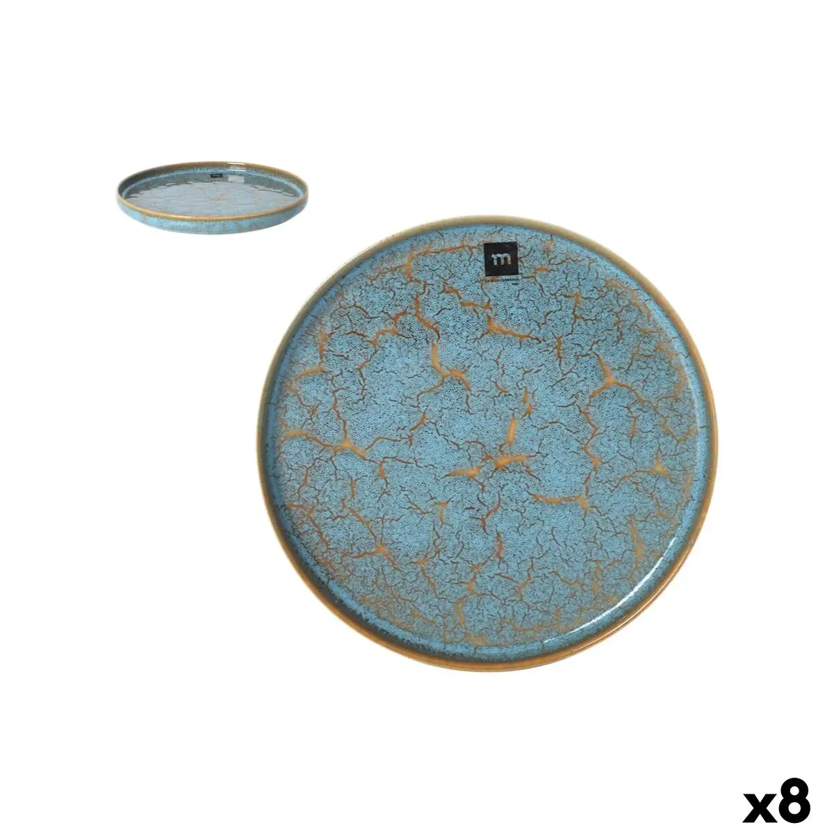 Serving Platter La Mediterránea Scratch Blue Porcelain Circular 24,8 X 2,5 Cm (8 Units) 1