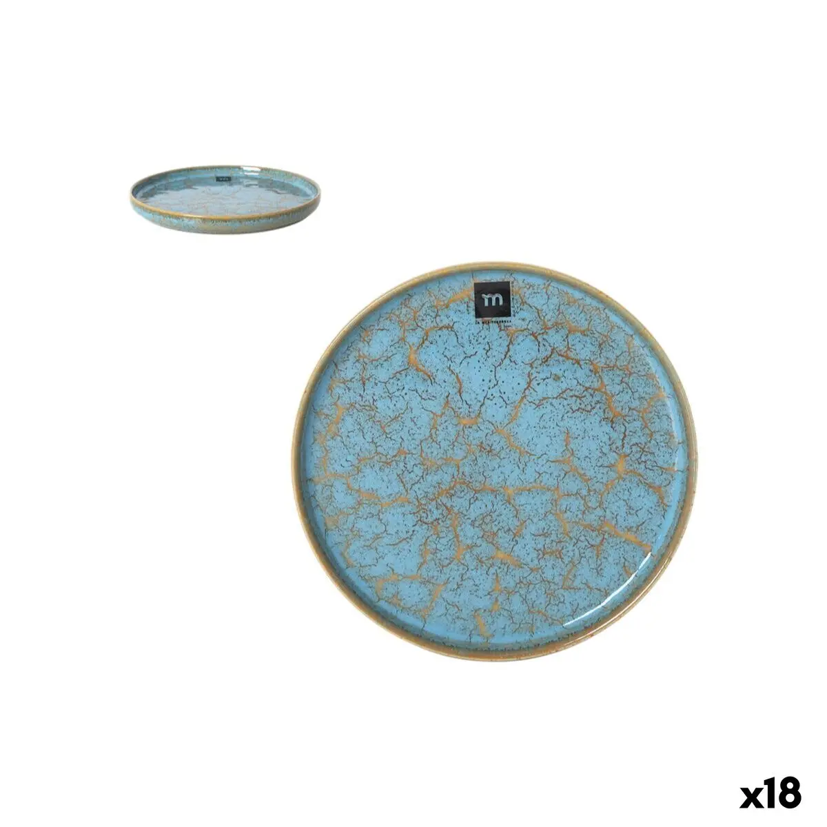 Serving Platter La Mediterránea Scratch Blue Porcelain Circular 20 X 2,3 Cm (18 Units) 1