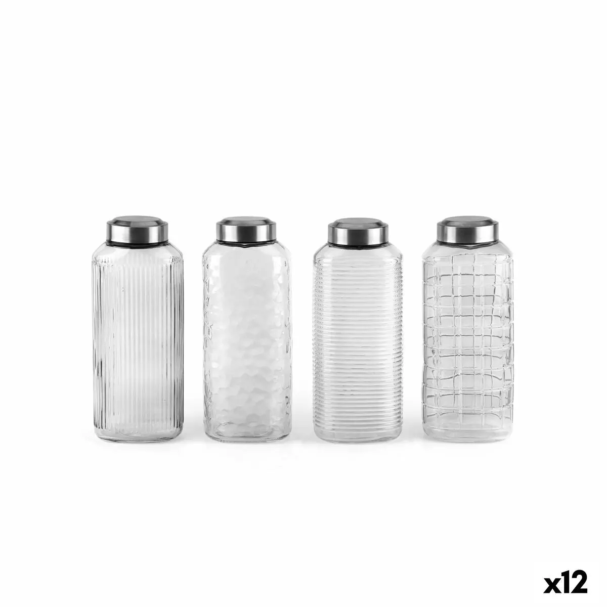 Glass Bottle La Mediterránea Glass Steel 1,3 L (12 Units) 1