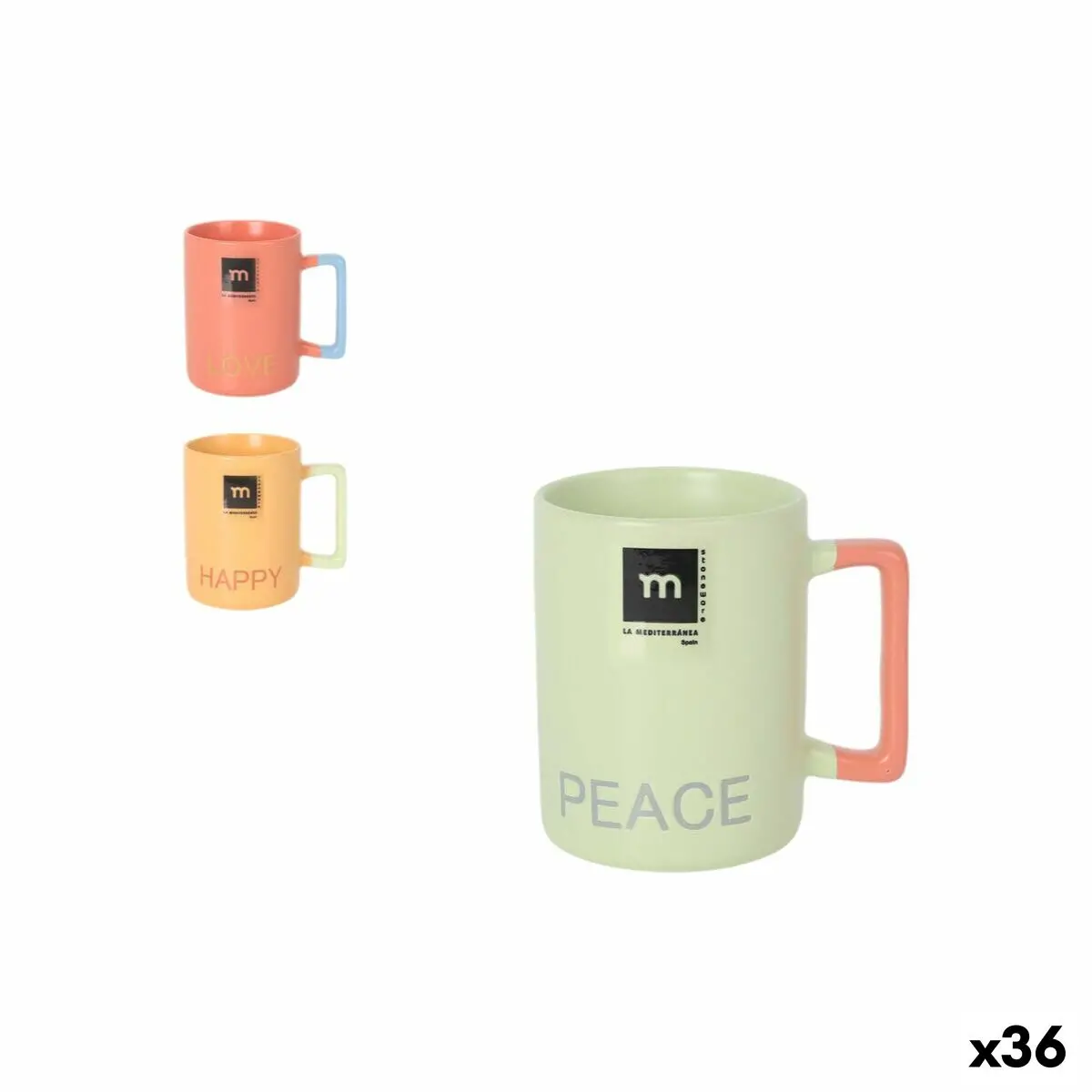 Tea And Coffee Cup La Mediterránea Love & Peace 180 Ml (36 Units) 1