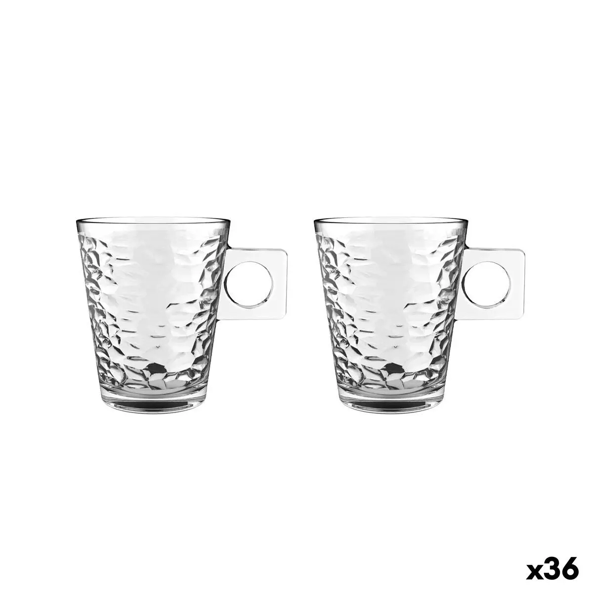 Piece Coffee Cup Set La Mediterránea Lima Abstracto Transparent Glass 210 Ml 2 Pieces (36 Units) 1