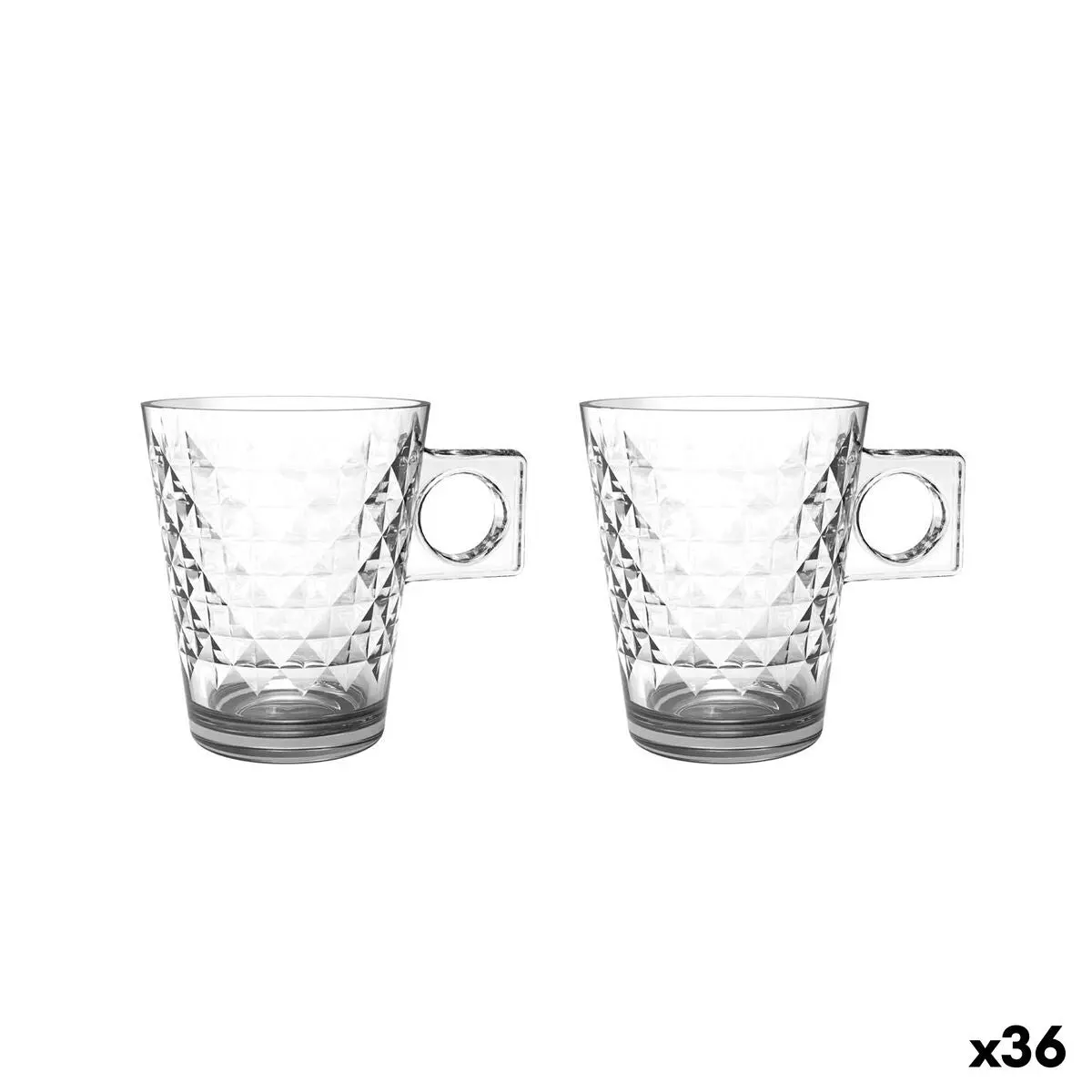 Piece Coffee Cup Set La Mediterránea Lima Diamond Transparent Glass 210 Ml 2 Pieces (36 Units) 1