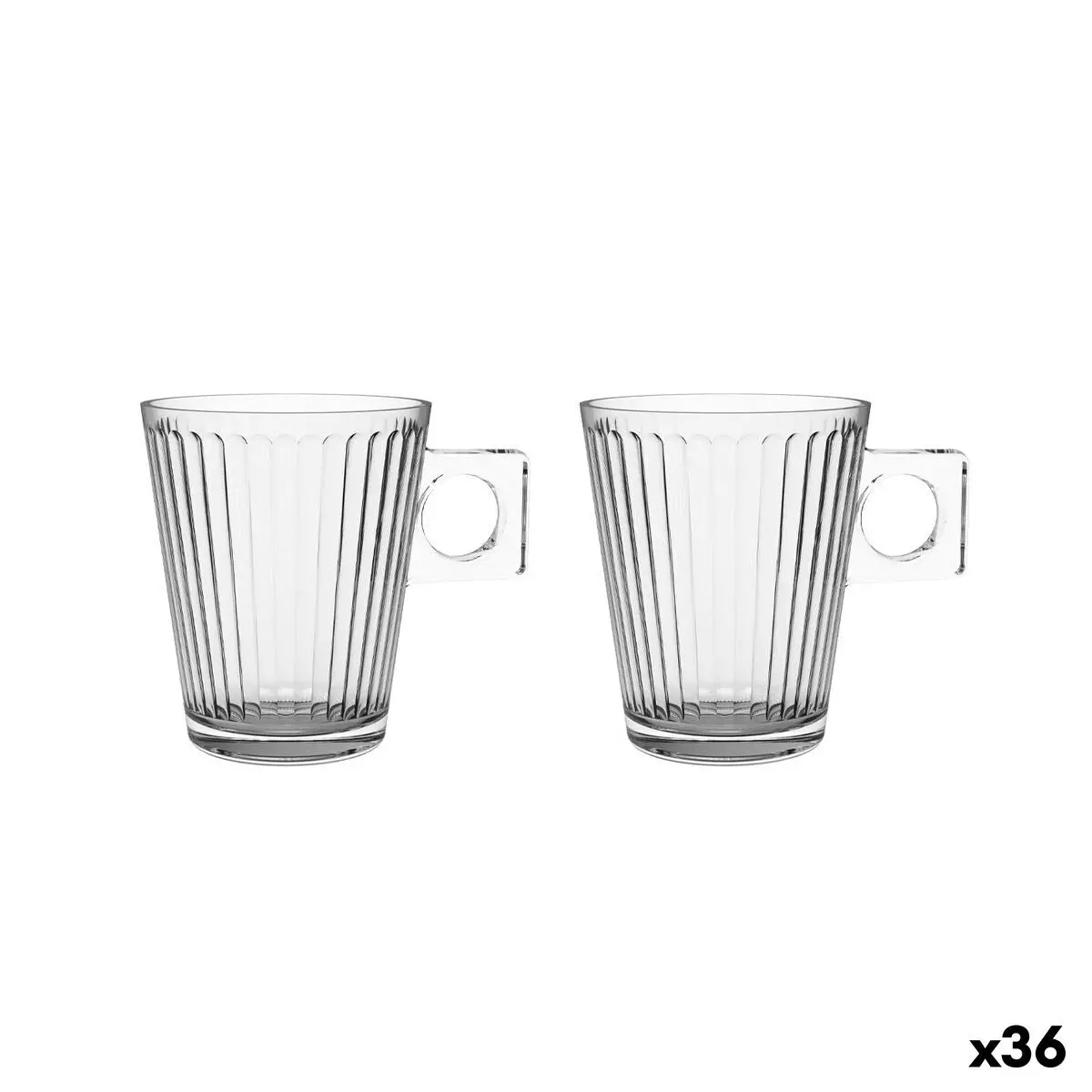 Piece Coffee Cup Set La Mediterránea Lima Lineal Transparent Glass 210 Ml 2 Pieces (36 Units) 1