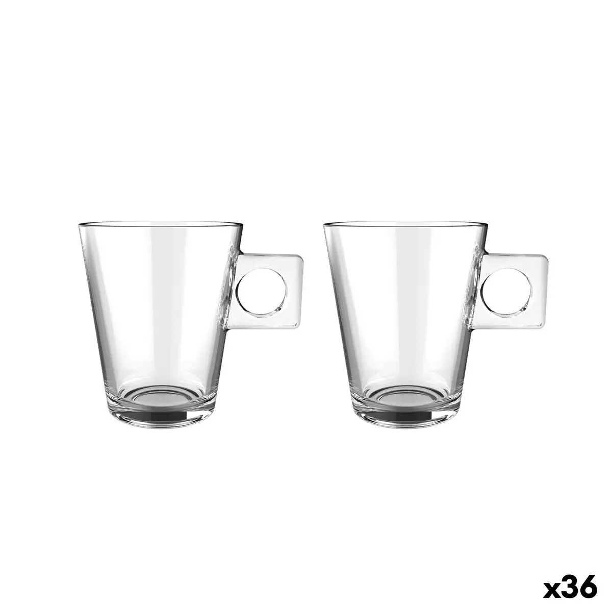 Piece Coffee Cup Set La Mediterránea Lima Liso Transparent Glass 210 Ml 2 Pieces (36 Units) 1