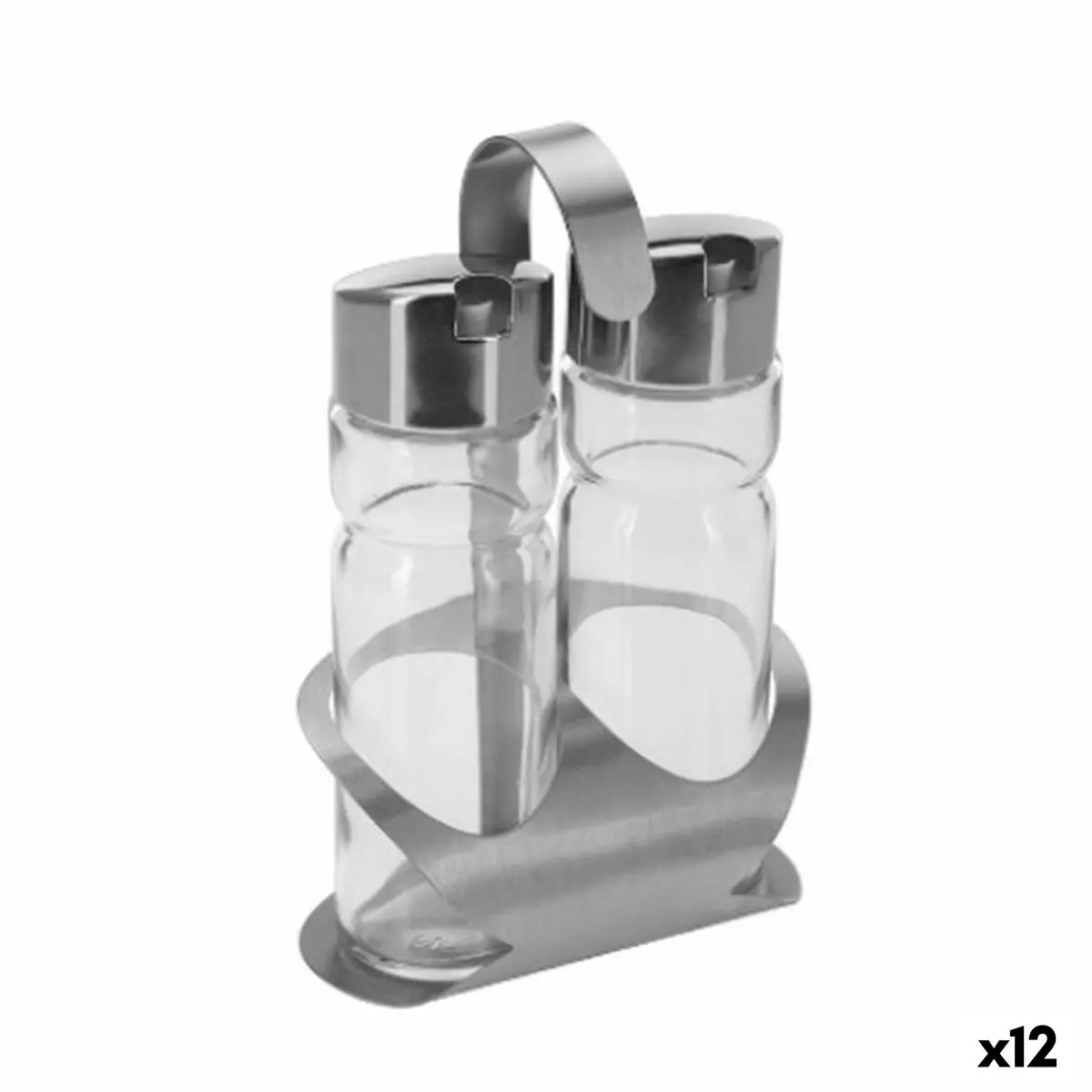 Condiment Set Transparent Silver 12 X 8 X 19 Cm (12 Units) 1