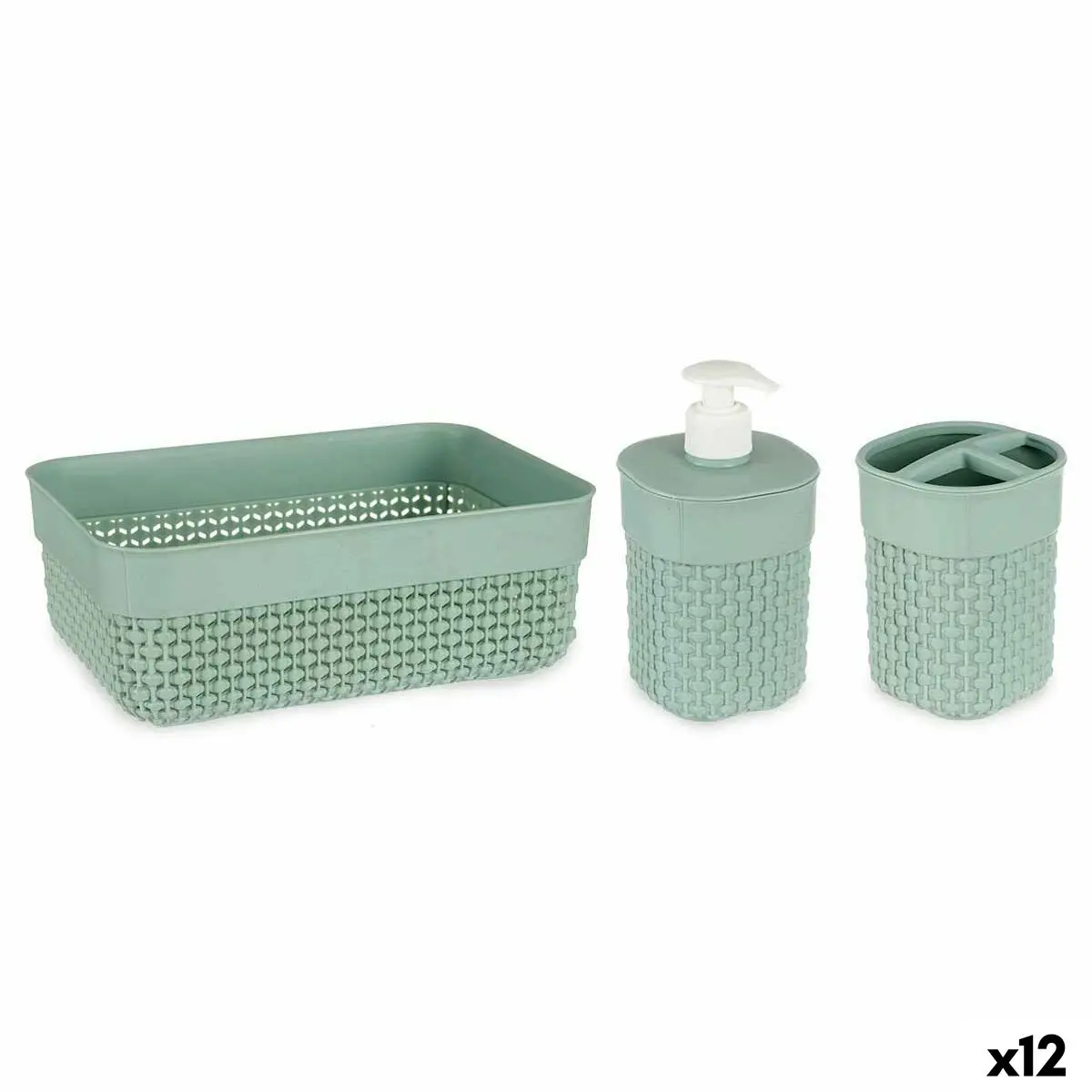 Bath Set Berilo Green Plastic 16,5 X 9 X 22,8 Cm (12 Units) 1