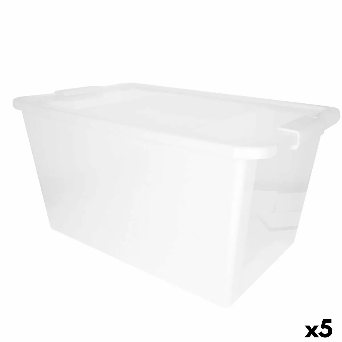 Storage Box With Lid Curver White Plastic 40 L 55 X 28 X 35 Cm (5 Units) 1